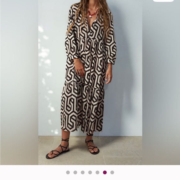 Zara Geometric Print Cotton Dress - Picture 7 of 10